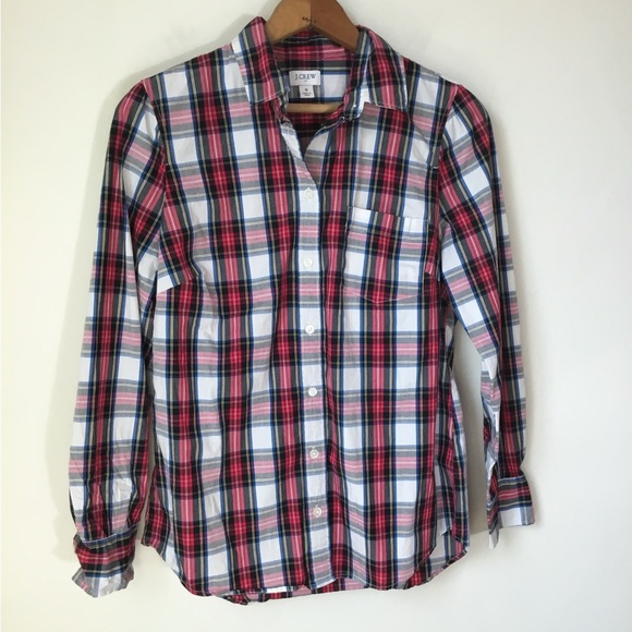 J. Crew Factory Plaid Cotton Poplin Shirt - Picture 2 of 6